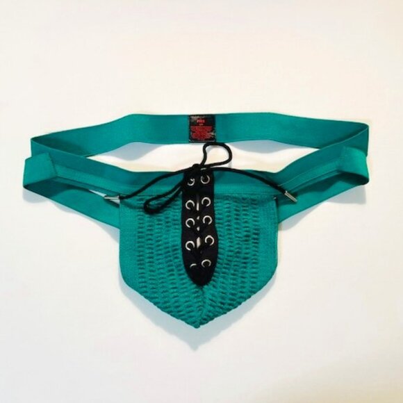 FIZX Mark by Undergear  Solid Knit Lace-up Athletic Supporter/Jock- Green/ Black - Picture 3 of 14